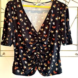Boden Cotton VNeck Floral Top Size 10